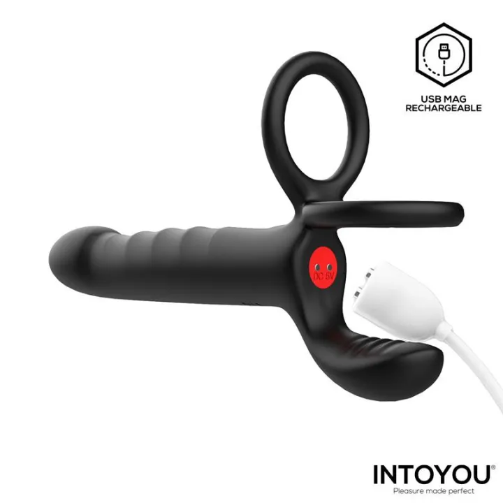 Magnor Dildo con Anillo Doble y Estimulador de Testículos de Intoyou