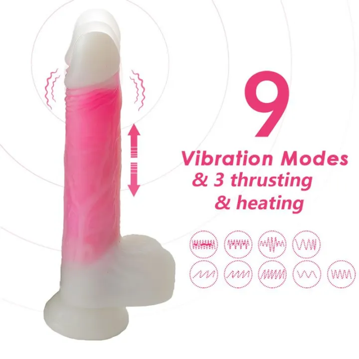 Dildo Doble Capa con Vibración, Thrusting y Calor 21.5 cm de Urban Sky