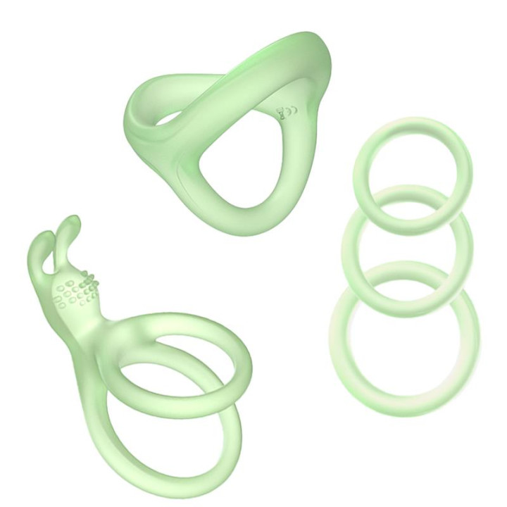 Set de Anillos para el Pene Brilla en la Oscuridad de Urban Sky | VibraZon