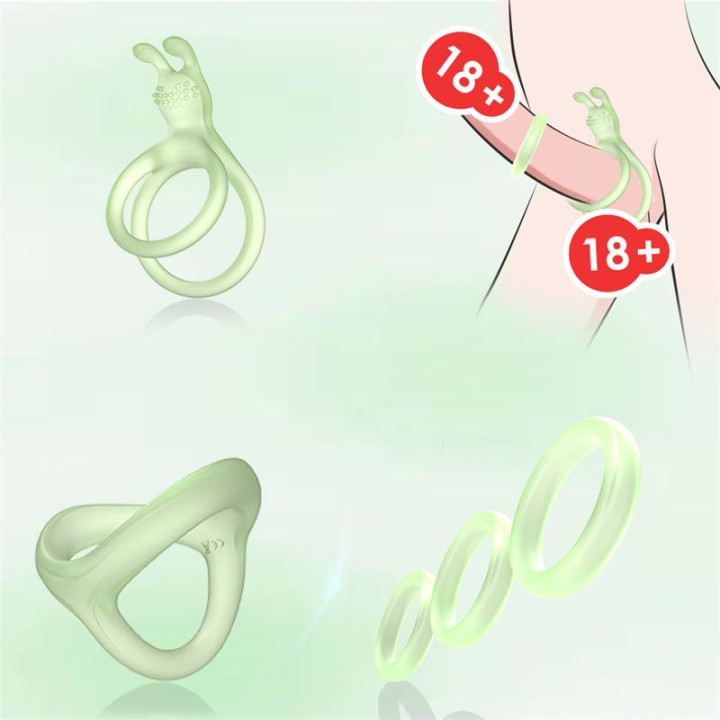 Set de Anillos para el Pene Brilla en la Oscuridad de Urban Sky | VibraZon
