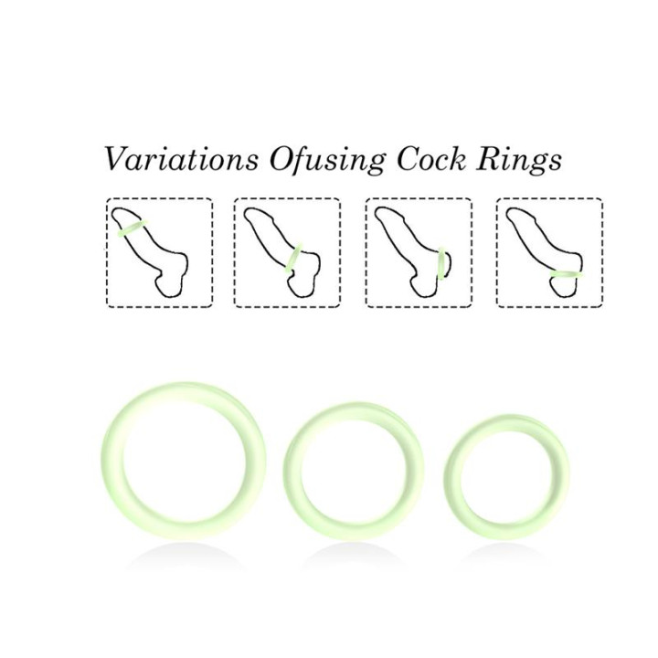 Set 3 Anillos para el Pene Brilla en la Oscuridad de Urban Sky | VibraZon