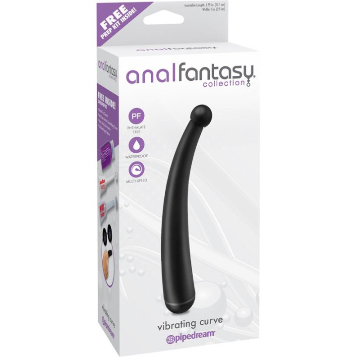 Plug Anal con Curva y Vibración Color Negro de Anal Fantasy Collect. | VibraZon