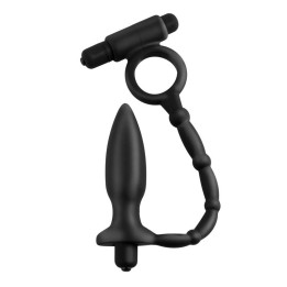 Plug Anal con Cadena y Vibración Ass-Kicker Negro de Anal Fantasy Collect. | VibraZon
