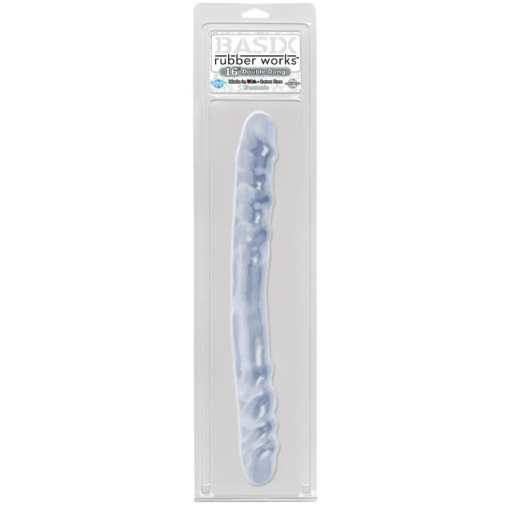Dildo Doble 40,6 cm Transparente de Basix Rubber Works | VibraZon