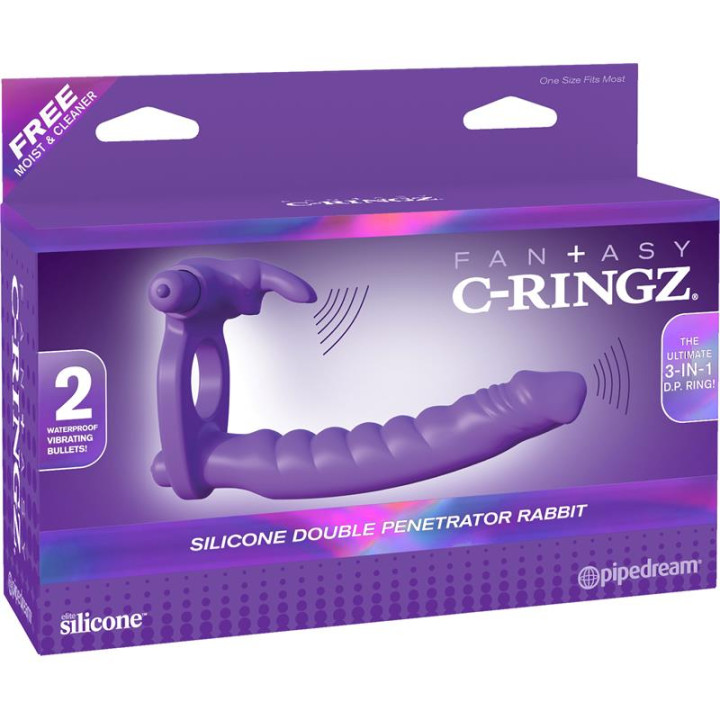 Fantasy C-Ringz Anillo de Silicona de Doble Penetración Rabbit Púrpura | VibraZon