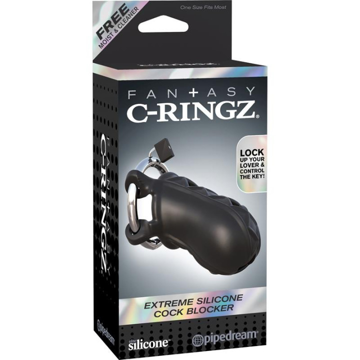 Fantasy C-Ringz Jaula de Bloqueo extremo de Silicona Color Negro | VibraZon
