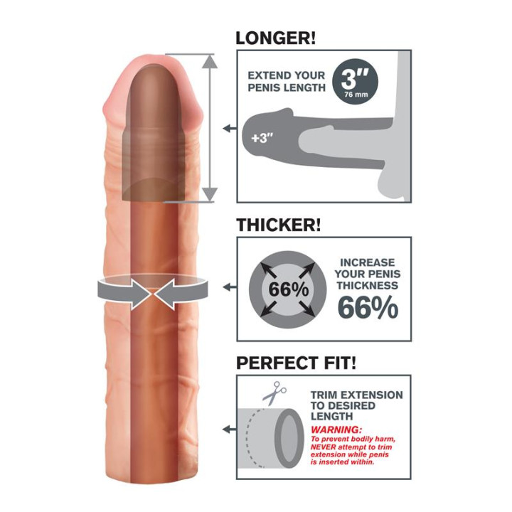 Fantasy X-tensions Mega 7,6 cm Extensión de Pene - Color natural | VibraZon