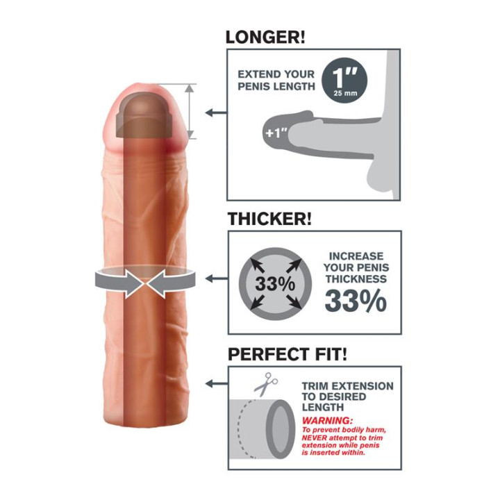 Fantasy X-tensions Perfect 2,54 cm Extensión de Pene - Color Natural | VibraZon