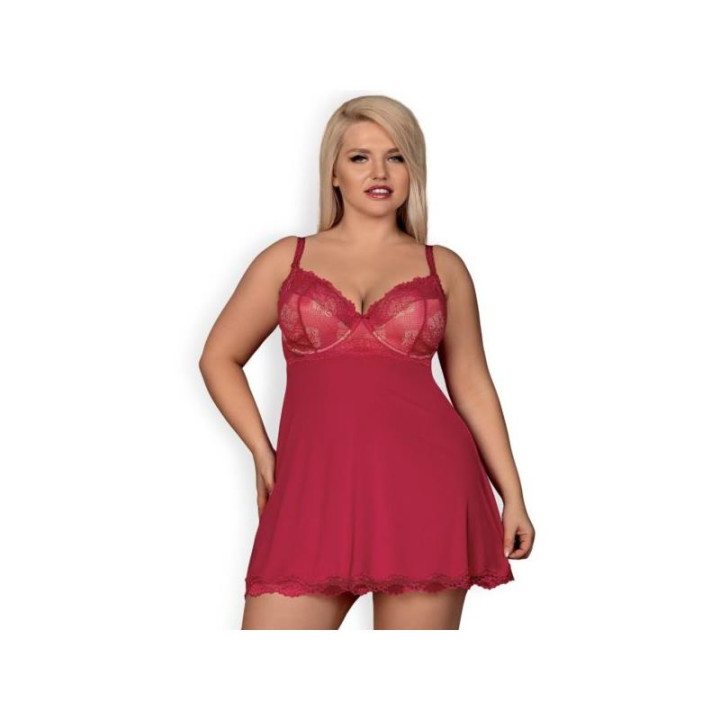 Rosalyne Babydoll y Tanga Rojo Talla S/M de Obsessive | VibraZon
