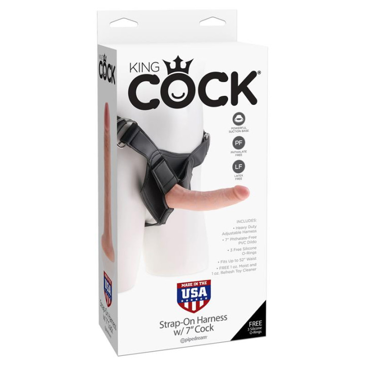 Arnés Ajustable con Dildo 7 Color Natural de King Cock | VibraZon