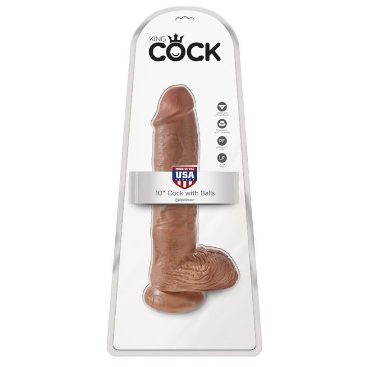 Dildo Reaslista con Testículos 10 Bronceado de King Cock | VibraZon