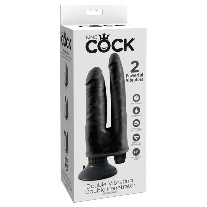 King Cock Vibrador Doble 8 - Color Negro | VibraZon