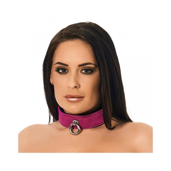 Collar de Cuero Rosa Ajustable de Bondage Play | VibraZon