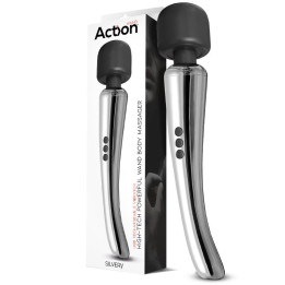 Silvery Wand Masajeador High-Tech Súper Potente Inalámbrico USB Color Cromo Silicona de Action | VibraZon