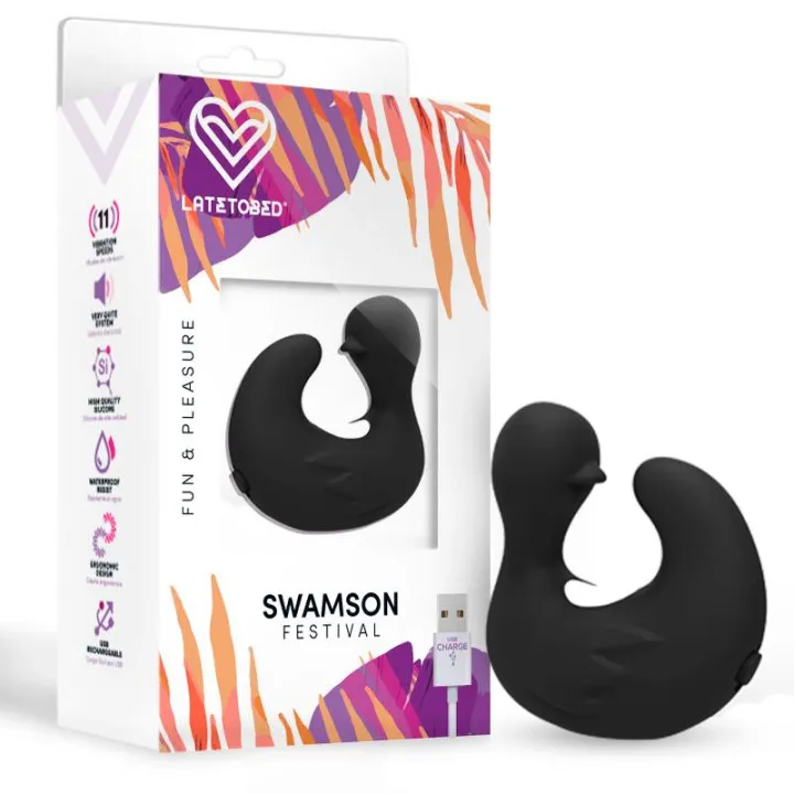 Swamson Dedal Patito Estimulador USB Silicona Negro de Festival