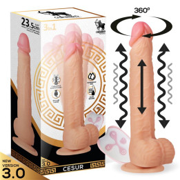 Cesur 3.0 Dildo Realista Vibración, Movimiento Ondulante, 360º y Telescópico Control Remoto USB de Centauro | VibraZon