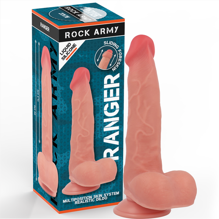 ROCKARMY - RANGER DILDO REALISTA DOBLE DENSIDAD LIQUIDA SILICONA 22 CM -O- 3.6 CM | VibraZon