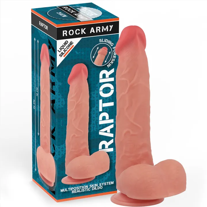 ROCKARMY - RAPTOR DILDO REALISTA DOBLE DENSIDAD LIQUIDA SILICONA 24 CM -O- 4.4 CM