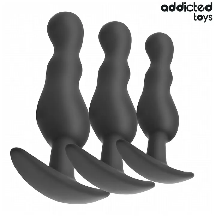 ADDICTED JUGUETES - SET DE 3 PLUG ANAL SILICONA MODELO 1