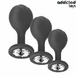 ADDICTED JUGUETES - SET DE 3 PLUG SILICONA ANAL CON JOYA | VibraZon