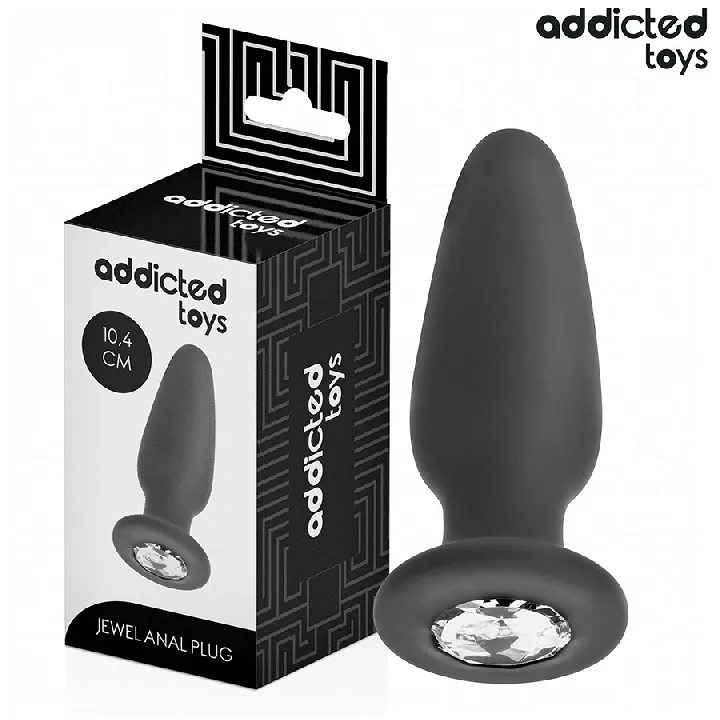 ADDICTED JUGUETES - PLUG ANAL CON JOYA SILICONA TALLA M 10,4 CM