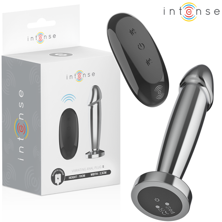 INTENSE - PLUG ANAL 10 VIBRACIONES METAL EN FORMA DE DILDO CON CONTROL REMOTO S | VibraZon