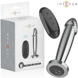 INTENSE - PLUG ANAL 10 VIBRACIONES METAL EN FORMA DE DILDO CON CONTROL REMOTO M | VibraZon