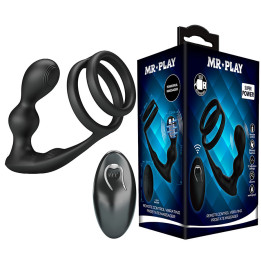 MR PLAY - ANILLO PARA PENE CON PLUG ANAL CON VIBRACIÓN CONTROL REMOTO | VibraZon