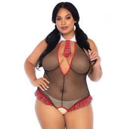 LEG AVENUE - TEDDY COLEGIALA CON ABERTURA TALLA PLUS | VibraZon