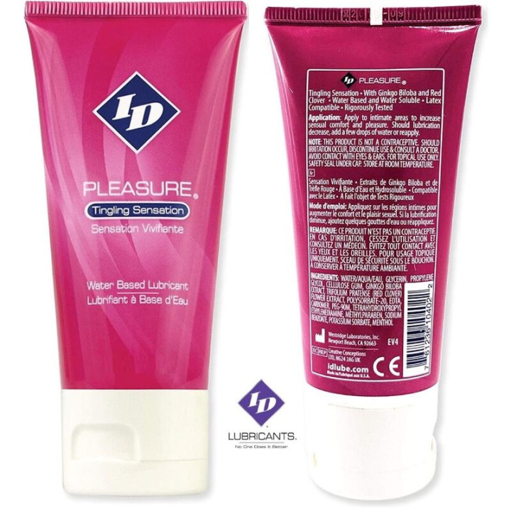 ID PLEASURE - LUBRICANTE BASE AGUA TINGING SENSACION TRAVEL TUBE 60 ML | VibraZon