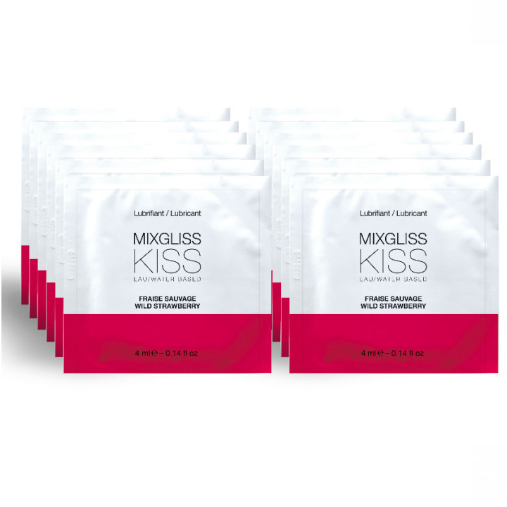 MIXGLISS - LUBRICANTE BASE AGUA SABOR A FRESA 12 MONODOSIS 4 ML | VibraZon