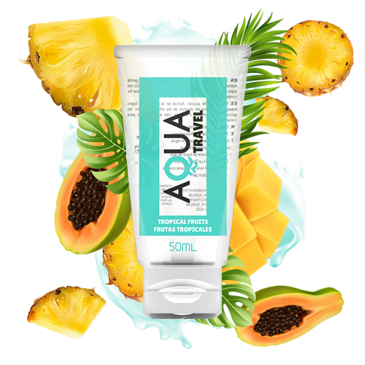 AGUA TRAVEL - LUBRICANTE BASE AGUA SABOR FRUTAS TROPICALES - 50 ML | VibraZon