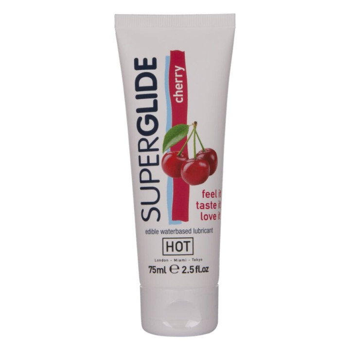 HOT - SUPERGLIDE LUBRICANTE COMESTIBLE BASE AGUA CEREZA 75 ML | VibraZon