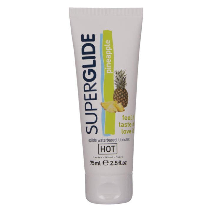 HOT - SUPERGLIDE LUBRICANTE COMESTIBLE BASE AGUA PIÑA 75 ML | VibraZon