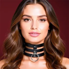 Collar Ancho con Aro Cuero Vegano Talla Única de Cinderella