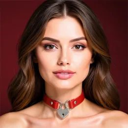 Collar con Candado de Corazón Cuero Vegano Talla Única de Cinderella