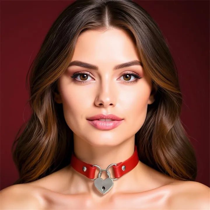 Collar con Candado de Corazón Cuero Vegano Talla Única de Cinderella