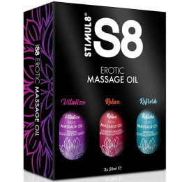 STIMUL8 - S8 CAJA DE ACEITE DE MASAJE 3 X 50 ML | VibraZon