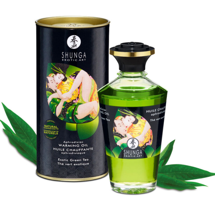 SHUNGA - ACEITE MASAJE EFECTO CALOR TE VERDE ORGÁNICO 100 ML | VibraZon