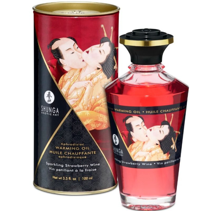 SHUNGA - ACEITE MASAJE EFECTO CALOR FRESAS Y CAVA 100 ML | VibraZon