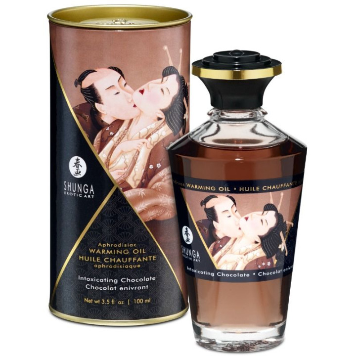 SHUNGA - ACEITE MASAJE EFECTO CALOR SABOR INTENSO CHOCOLATE 100 ML | VibraZon
