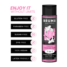 BRUMA - ACEITE DE MASAJE PREMIUM EFECTO CALOR SABOR CHICLE 3 EN 1 - 100 ML | VibraZon