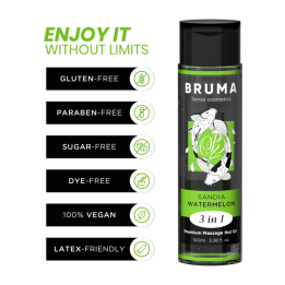 BRUMA - ACEITE DE MASAJE PREMIUM EFECTO CALOR SABOR SANDÍA 3 EN 1 - 100 ML | VibraZon