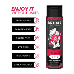 BRUMA - ACEITE DE MASAJE PREMIUM EFECTO CALOR SABOR FRESA 3 EN 1 - 100 ML | VibraZon