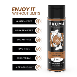 BRUMA - ACEITE DE MASAJE PREMIUM EFECTO CALOR SABOR TARTA AMERICANA 3 EN 1 - 100 ML | VibraZon