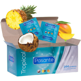 PASANTE - PRESERVATIVOS SABORES TROPICAL 144 UNIDADES | VibraZon