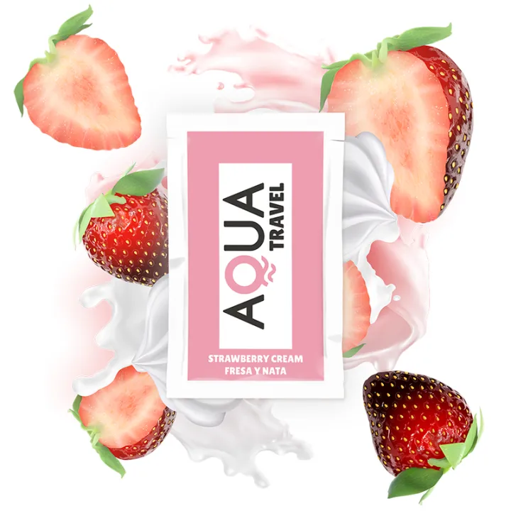 AGUA TRAVEL - LUBRICANTE BASE AGUA SABOR FRESA Y NATA 6 ML