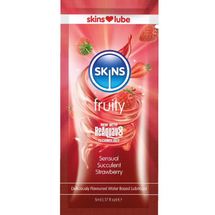 SKINS - FRUITY LUBRICANTE BASE DE AGUA FRESA MONODOSIS 5 ML | VibraZon