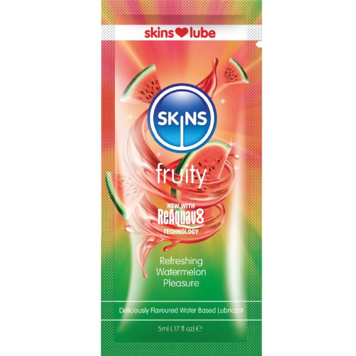 SKINS - FRUITY LUBRICANTE BASE DE AGUA SANDÍA MONODOSIS 5 ML | VibraZon