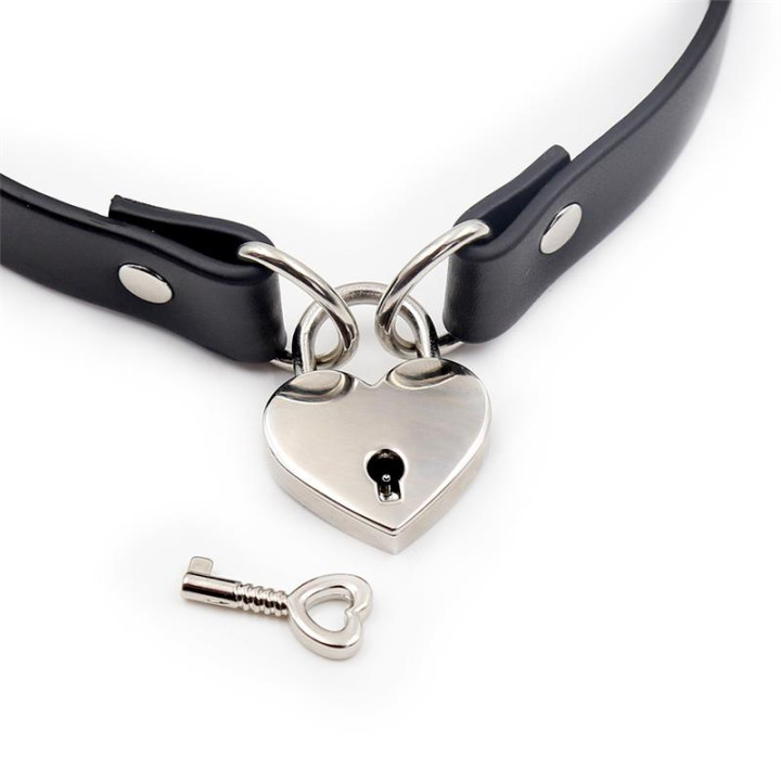 Collar con Candado de Corazón Cuero Vegano Talla Única de Cinderella | VibraZon